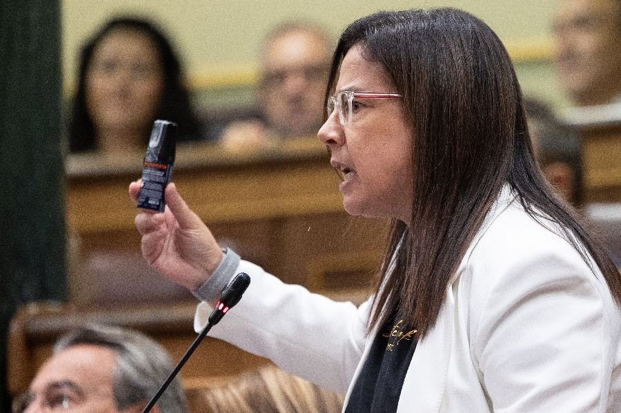 Armengol expulsa del hemiciclo a la diputada del PP, Ana Vazquez por mostrar un bote de gas pimienta al considerarlo "un arma"