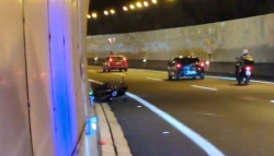  Herido un motorista tras caer en la A-8 a la altura del t&uacute;nel de Hoz