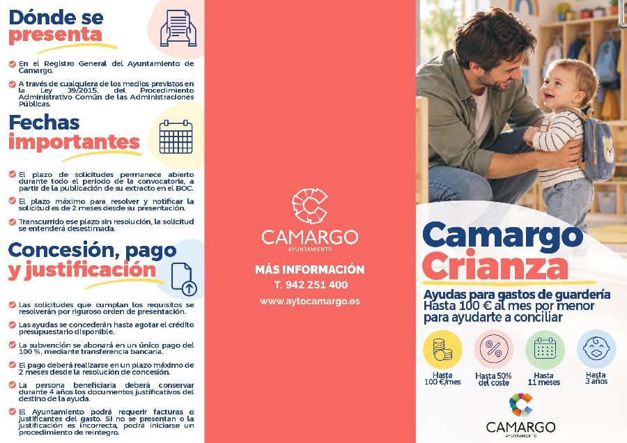 Las ayudas de Camargo de hasta 1.100 euros por gastos de guarder&iacute;a se podr&aacute;n solicitar desde el lunes