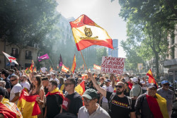 Miles de personas piden en Madrid la dimisi&oacute;n de S&aacute;nchez en una marcha apoyada por Vox y PP