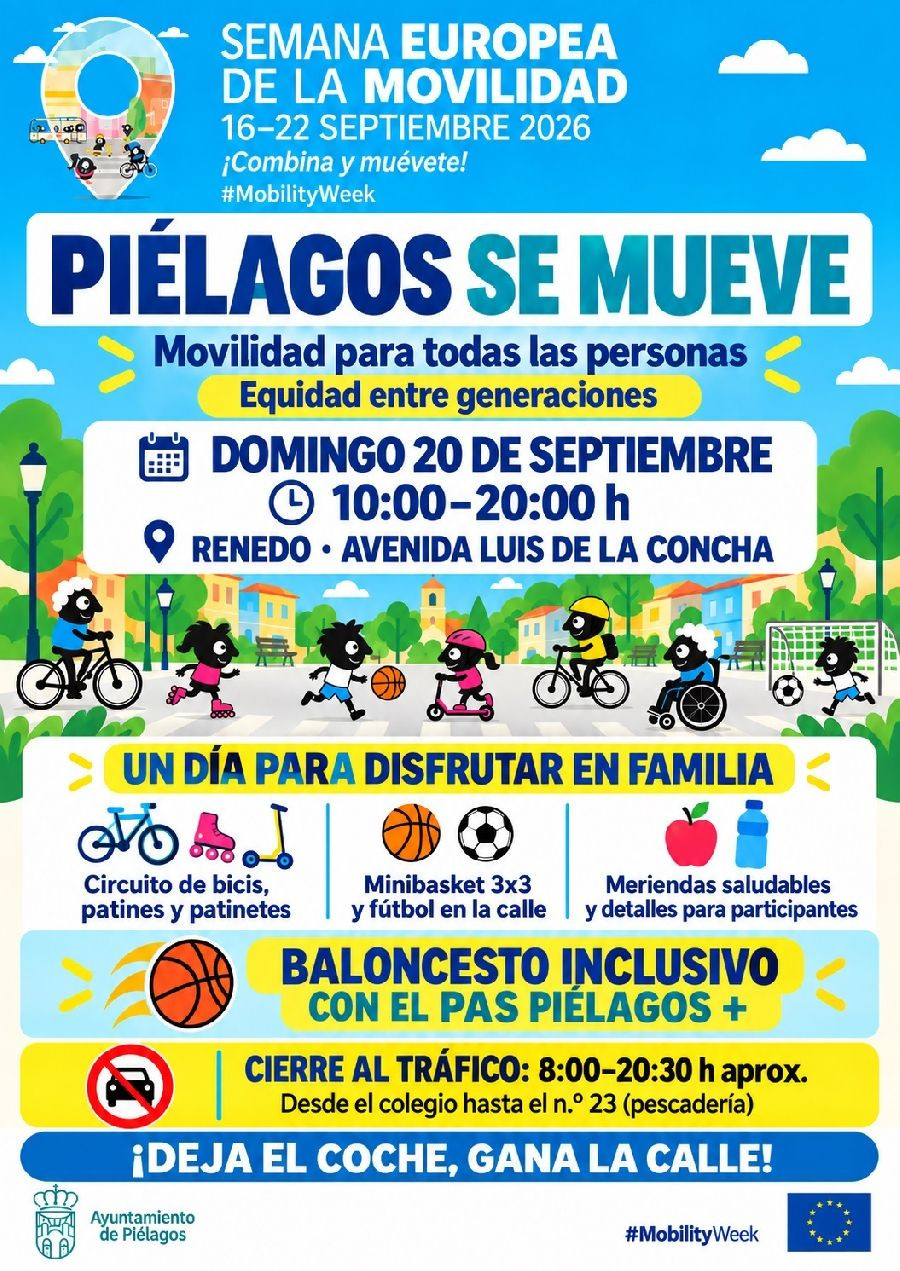 Pi&eacute;lagos realizar&aacute; este domingo una jornada sin coches por la Semana Europea de la Movilidad