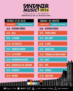 Rusowsky, Guitarricadelafuente y Rigoberta Bandini actuar&aacute;n este viernes en el Santander Music 2026