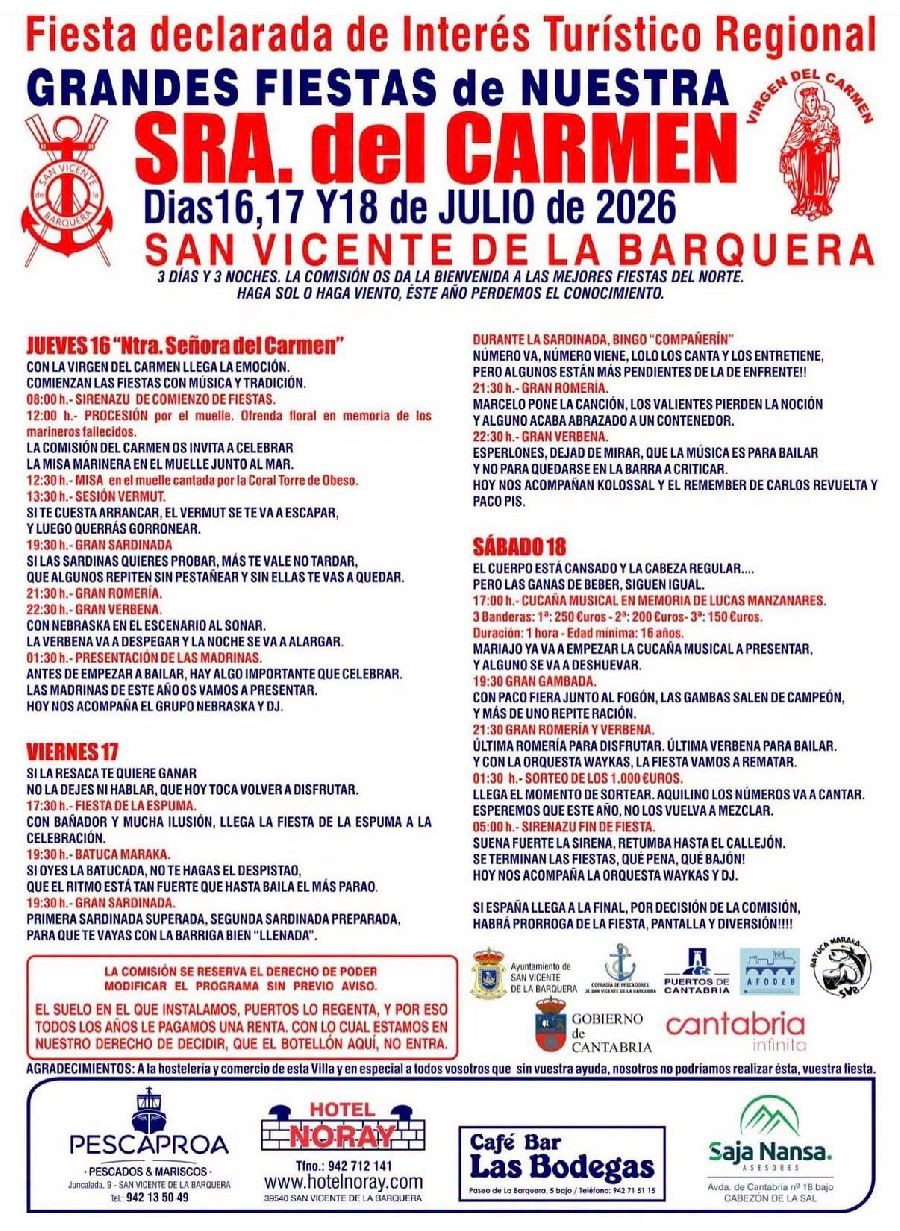 San Vicente celebra del 16 al 18 El Carmen, declarada fiesta de Inter&eacute;s Tur&iacute;stico Regional, con la tradicional procesi&oacute;n