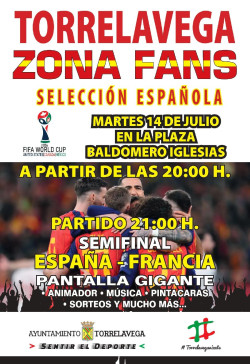 Torrelavega volver&aacute; a instalar una pantalla gigante para el partido de Espa&ntilde;a en la semifinal del Mundial